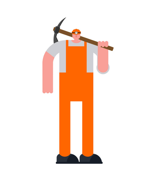 Miner with pickaxe cartoon isolated. vector illustration - ベクター画像