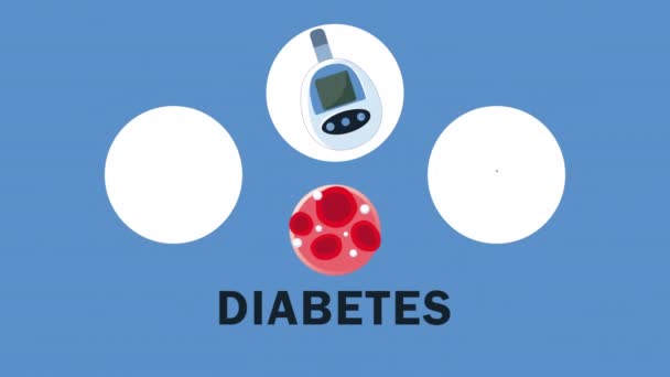 Blut mit Diabetes mikroskopisch betrachtet und mit Symbolen versehen - Filmmaterial, Video