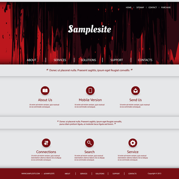 Website Template Design with Grungy Header - Vector, Image