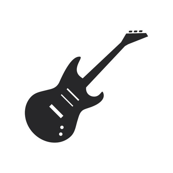 Fekete töltésű elektromos gitár. Zenei húrok hangszer web ikon - Vektor, kép