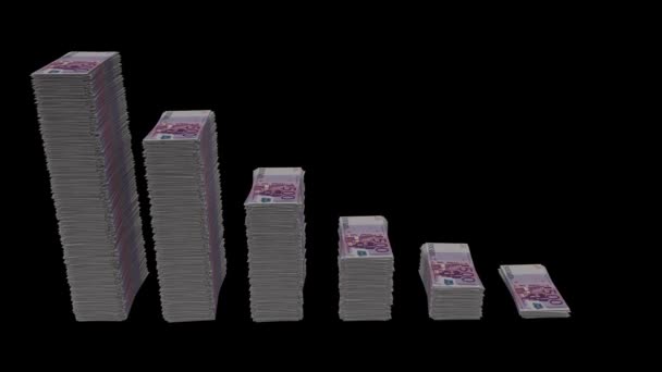 stosy 500 banknotów euro Spadek z kanału alfa. - Materiał filmowy, wideo