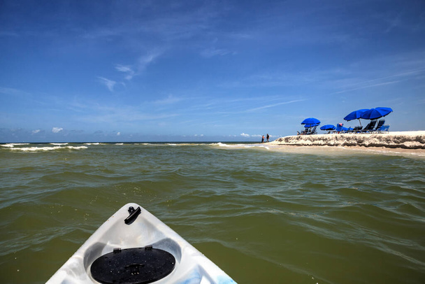 Blue sky over the entrance to the ocean of Clam Pass from a kayak in Naples, Florida - Photo, Image