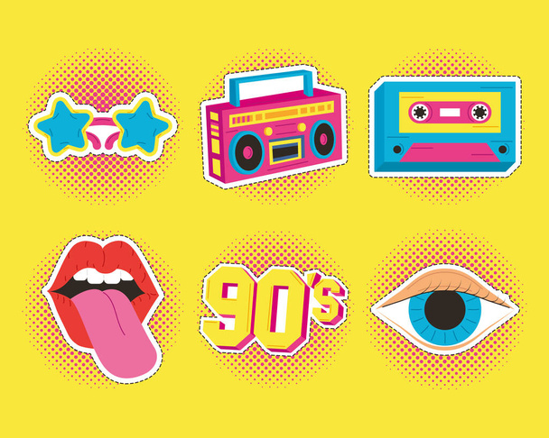 six nineties patches - Vector, Image