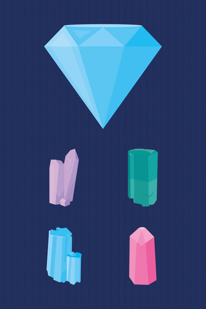 ikona krystalů nastavena - Vektor, obrázek