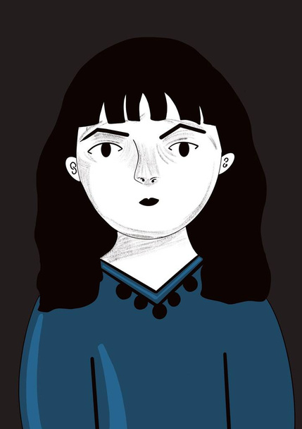 Digitální ilustrace uvolněné ženské tváře, pro příběhy, pop art styl - Fotografie, Obrázek
