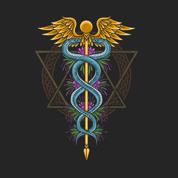 lékařský symbol caduceus zdravotní ilustrace - Vektor, obrázek