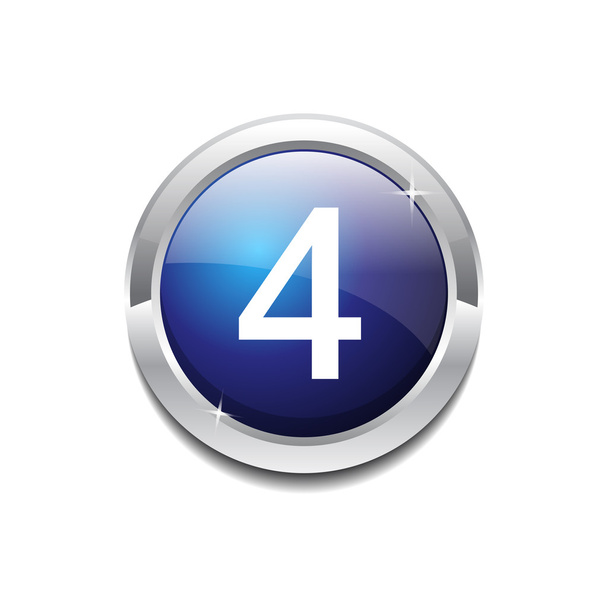 4 Number Circular Vector Blue Web Icon Button - Vektor, Bild