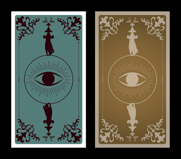 Tarot card or playing card back with vintage ornamental patterns victorian style - Vector, Image