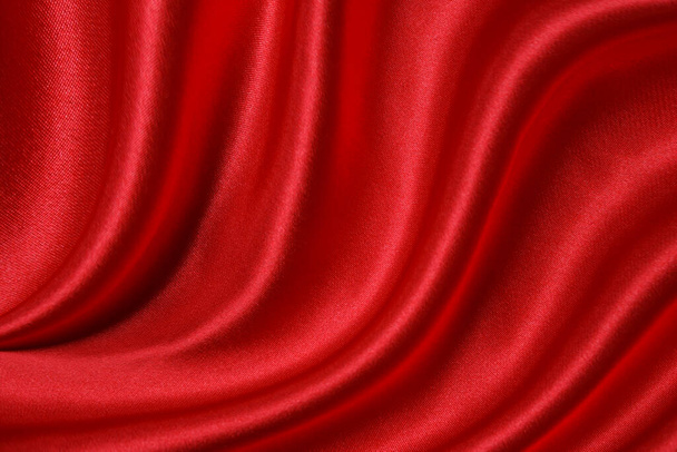 Rode doek golven achtergrond textuur. - Foto, afbeelding