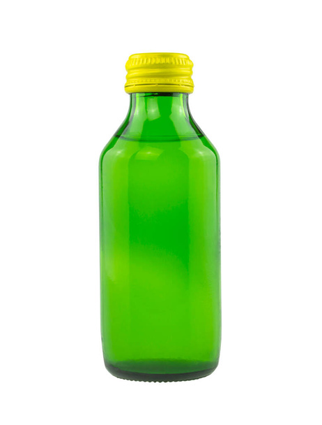 Green liquid medicine bottle isolated on white background - Photo, Image