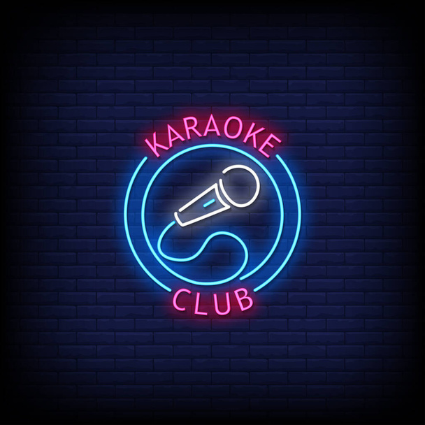 Karaoke Club Neon Sign, Texte élégant, Illustration vectorielle colorée - Vecteur, image