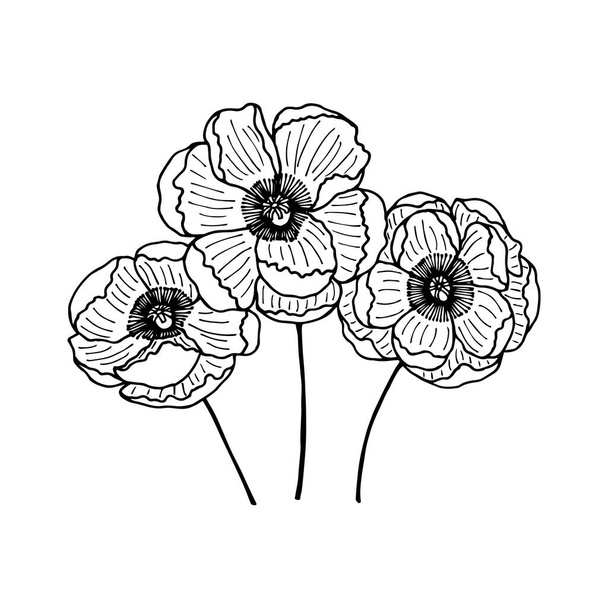 black and white flowers vector illustration - Vector, Image