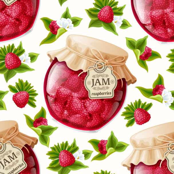 Raspberry jam seamless pattern - Vektör, Görsel