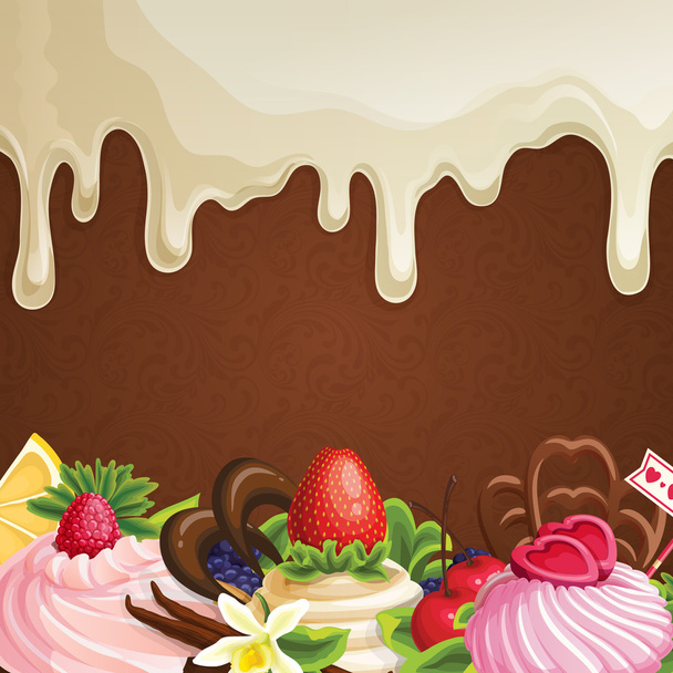 ホワイト チョコレートのお菓子の背景 - ベクター画像