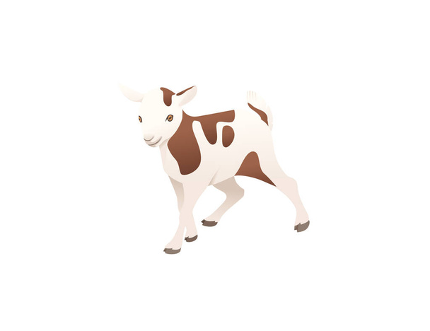 Симпатичный взрослый белый козел фермы животных мультфильм животного дизайна векторная иллюстрация изолированы на белом фоне - Вектор,изображение