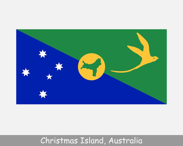 Vánoční vlajka. Australian Indian Ocean Territory, External territory of Australia. Nápis - vektorové ilustrace EPS - Vektor, obrázek