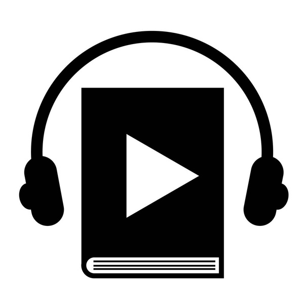 icona dell'audiolibro su sfondo bianco. cuffie e audiolibro. logo audiolibri. concetto di apprendimento online. stile piatto.  - Vettoriali, immagini