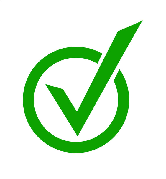Zielona ikona znaku kontrolnego w okręgu. Symbol zaznaczenia w kolorze zielonym, ilustracja wektora. - Wektor, obraz