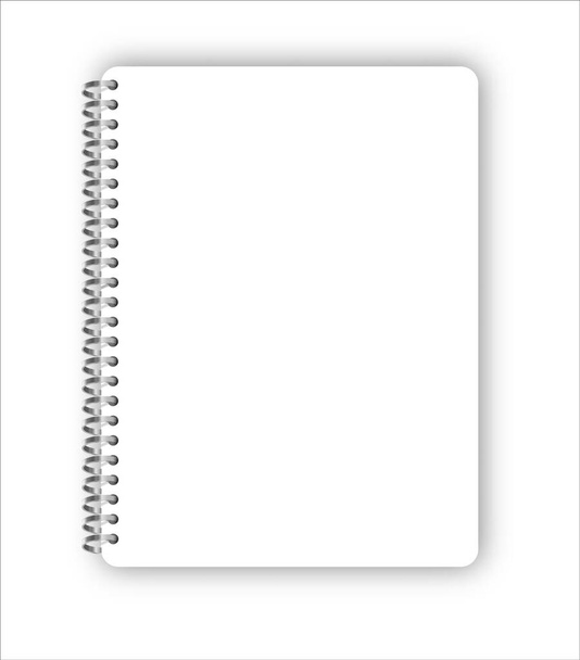 現実的な金属スパイラルベクトル空白のノートブックを白で隔離 - ベクター画像