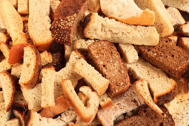Rebanadas de pan seco como fondo - Foto, imagen