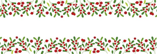 seamless border frame background cranberry. Vector illustration. Background design cranberry  for juice, tea, bakery with berry filling, farmers market, grocery ,health care products.  - Vector, Image