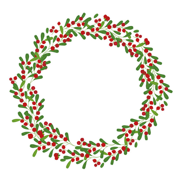 circular ornament, wreath cranberry. Vector illustration. Background design cranberry  for juice, tea, bakery with berry filling, farmers market, grocery ,health care products.  - Vector, Imagen