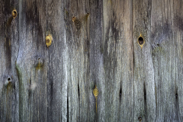 creative grunge wood background from old planed gray and weathered knotty planks of the outer wall of an ancient barn - Zdjęcie, obraz