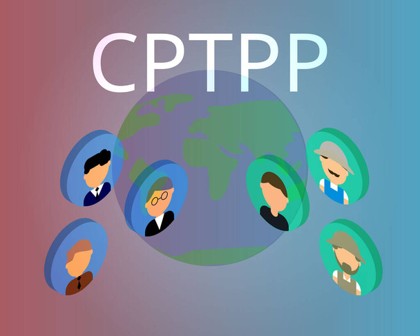 CPTPP o l'accordo globale e progressivo per il partenariato transpacifico di coloro che ne traggono vantaggio  - Vettoriali, immagini