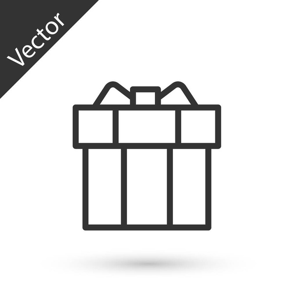 Graue Linie Geschenk-Box-Symbol isoliert auf weißem Hintergrund. Vektor - Vektor, Bild
