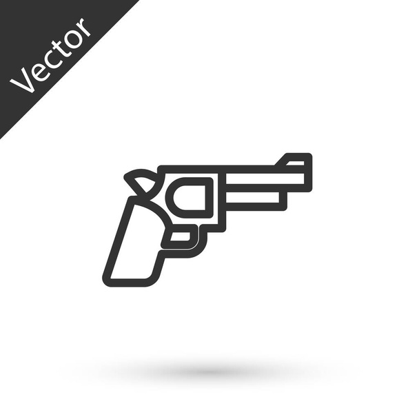 Línea gris Pistola o pistola icono aislado sobre fondo blanco. Pistola policial o militar. Arma pequeña. Vector - Vector, Imagen