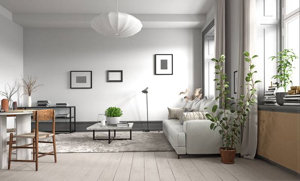 modern living interior design. 3d concept illustration - Photo, Image