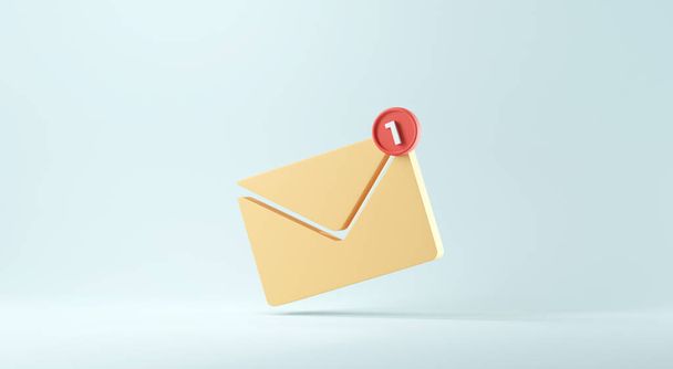 Neues E-Mail-Benachrichtigungssymbol mit einer E-Mail-Nachricht. Minimales Design. 3D-Darstellung - Foto, Bild