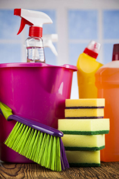 Group of assorted cleaning and window background - Photo, Image