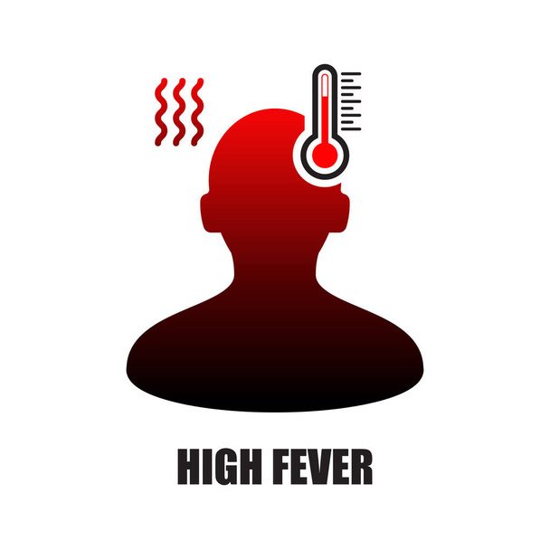 High fever temperature icon isolated on white background vector illustration. - Vector, afbeelding