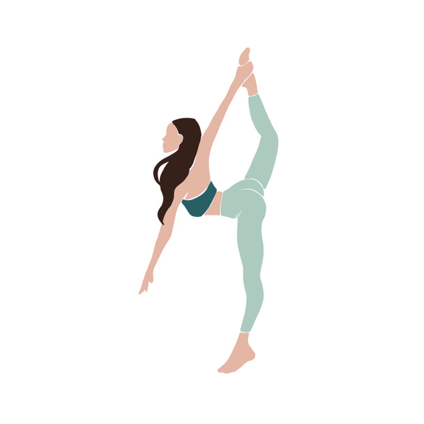 Chica joven posando yoga. Ilustración de estilo plano. Rubia. - Foto, Imagen