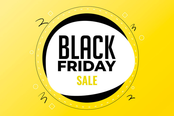 Geometric banner, Black Friday sale. Yellow background. Product advertising and sale at a discount. - Vector, imagen