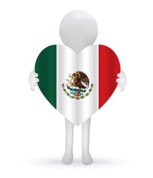 3-й человек держит в руках флаг Мексики
 - Вектор,изображение