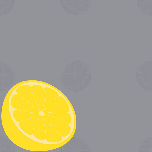 Gelbe leuchtende Zitrone auf ultimativem grauen Hintergrund - Vektor, Bild