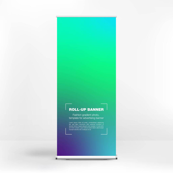 Diseño de banner roll-up, fondo de gradiente líquido, banner publicitario - Vector, imagen