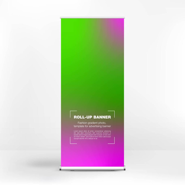 Roll-up banner design, liquid gradient background, advertising banner - Vector, Image
