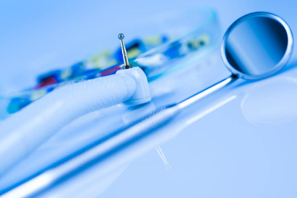 Set of metal medical equipment tools for teeth dental - Photo, Image