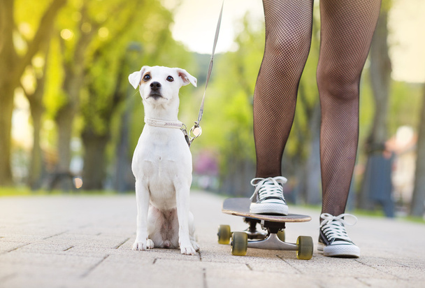 Girl with her dog - Valokuva, kuva
