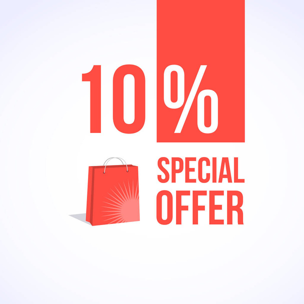 Oferta especial Banner de saco de compras de 10% - Vetor, Imagem