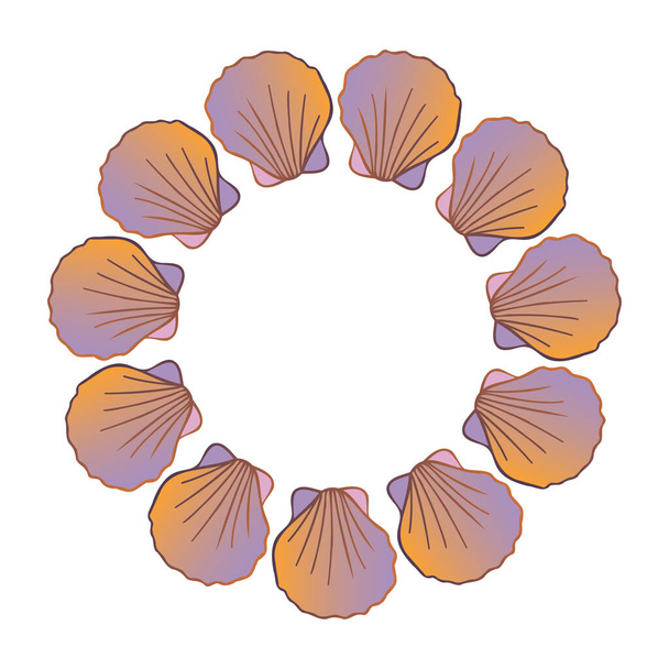 Vetor colorido isolado decorativo vinheta de design elegante ilustração de conchas - Vetor, Imagem