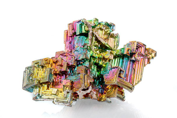 macro mineral stone bismuth on a white background close up - Photo, Image