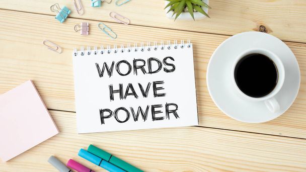 Words Have Power text on notebook with copy space - Φωτογραφία, εικόνα