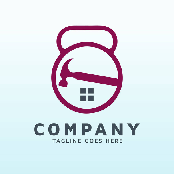Дизайн логотипа Custom Homes с иконой фитнес-зала - Вектор,изображение
