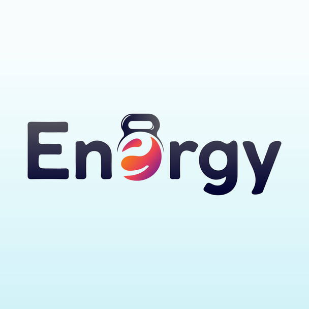 Energie logo ontwerp met fitness gym icoon - Vector, afbeelding