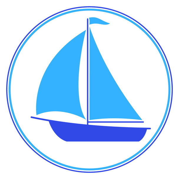 Illustration of the minimal sailing boat icon - Vector, Image