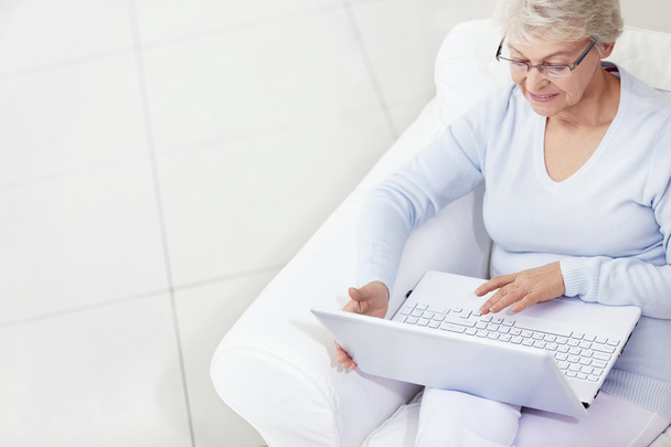 Mature woman working with laptop - Foto, Imagen